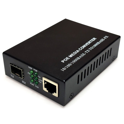 Black Box LPS600A-SFP Gigabit Ethernet PoE+ Media Converter, SFP Fiber